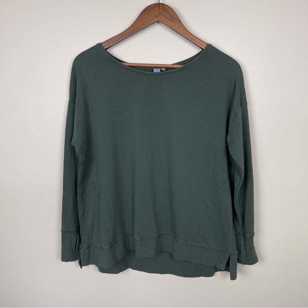 Sweaty Betty Olive Green Crewneck Sweatshirt with Thumbholes